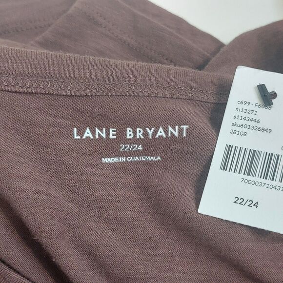 Lane Bryant V-Neck T Shirt Ruched Sides Size 22/24 Brown L/S Minimalist NEW - Picture 4 of 9